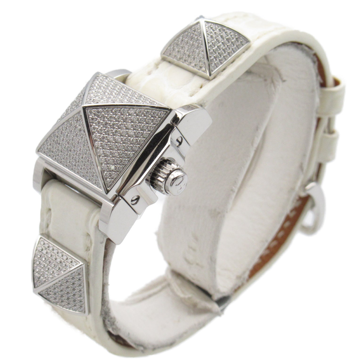 Hermes Hermes Medal  Watch Stainless Steel Alligator Leather  White Me2.130
