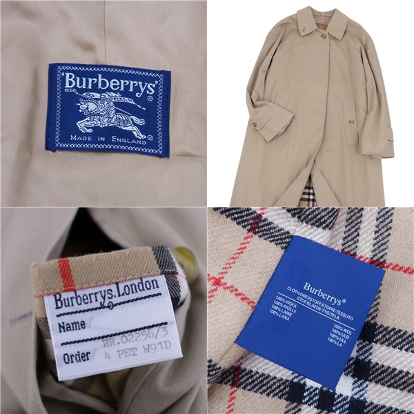 Vintage Burberry s Coat UK-made stainless colour coat Balmacaan coat outer ladies 4 (equivalent to XS) beige