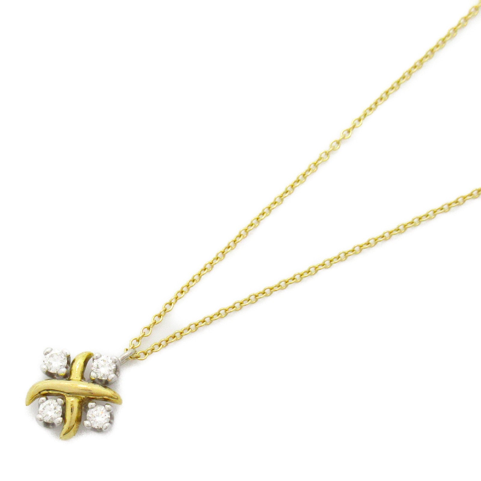 Tiffany TIFFANY&CO Jean Schlumberger Lin Diamond Necklace Collar Jewelry Pt950 Platinum K18 (Yellow G) Diamond  Clearance