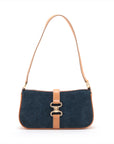 Celine C Macadam sweater leather handbag blue  brown