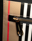 Burberry Strip Tote Bag 80730571 Brown Black PVC Leather  BURBERRY