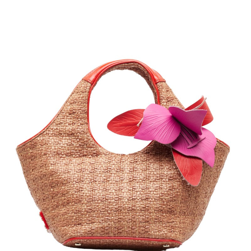 Kate Spade Flowers Motif Handbag Bag Bag Brown Orange Multicolor Raffia Leather  Kate Spade More  ]