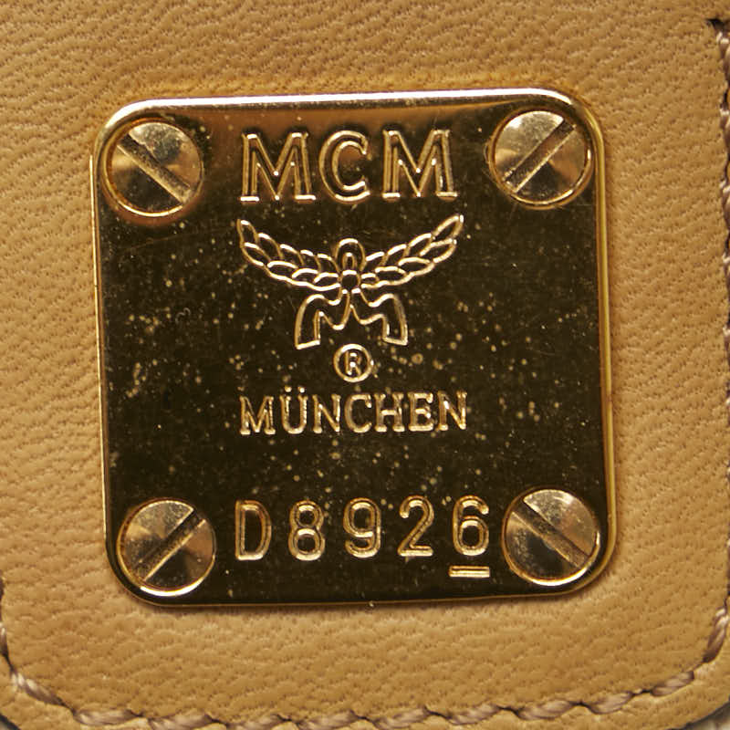 MCM Visetos Logo Tote Bag Handbag Brown Beige Leather  MCM MCM