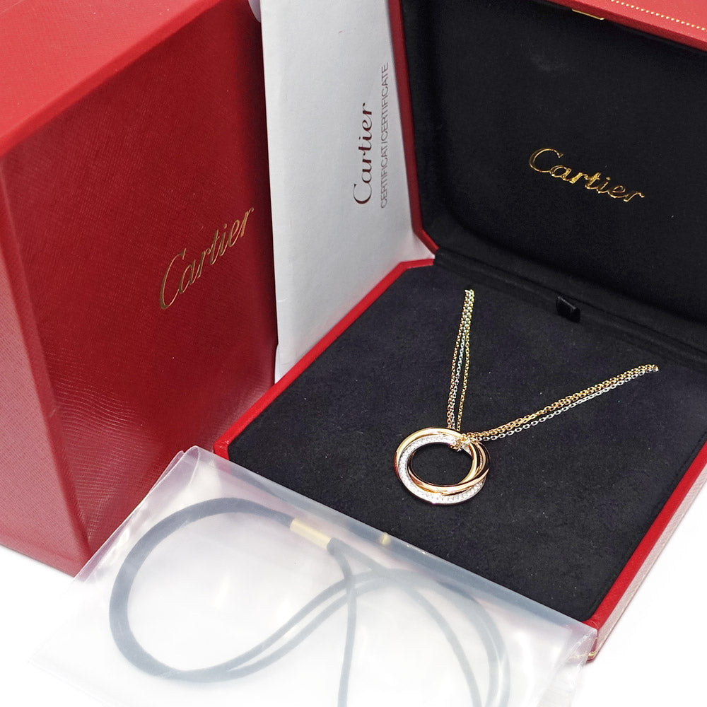 Cartier 3 Colors Trinity Diamond Necklace Pendant 3 G Chain Jewelry 750 K18 B3040900