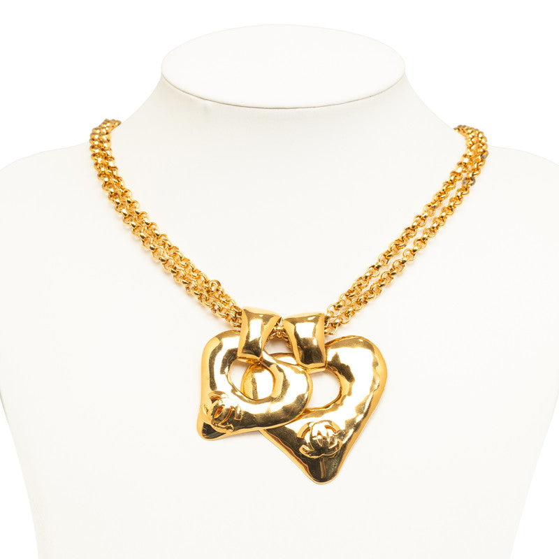 Chanel Vintage Coco Double Heart Necklace G   Chanel