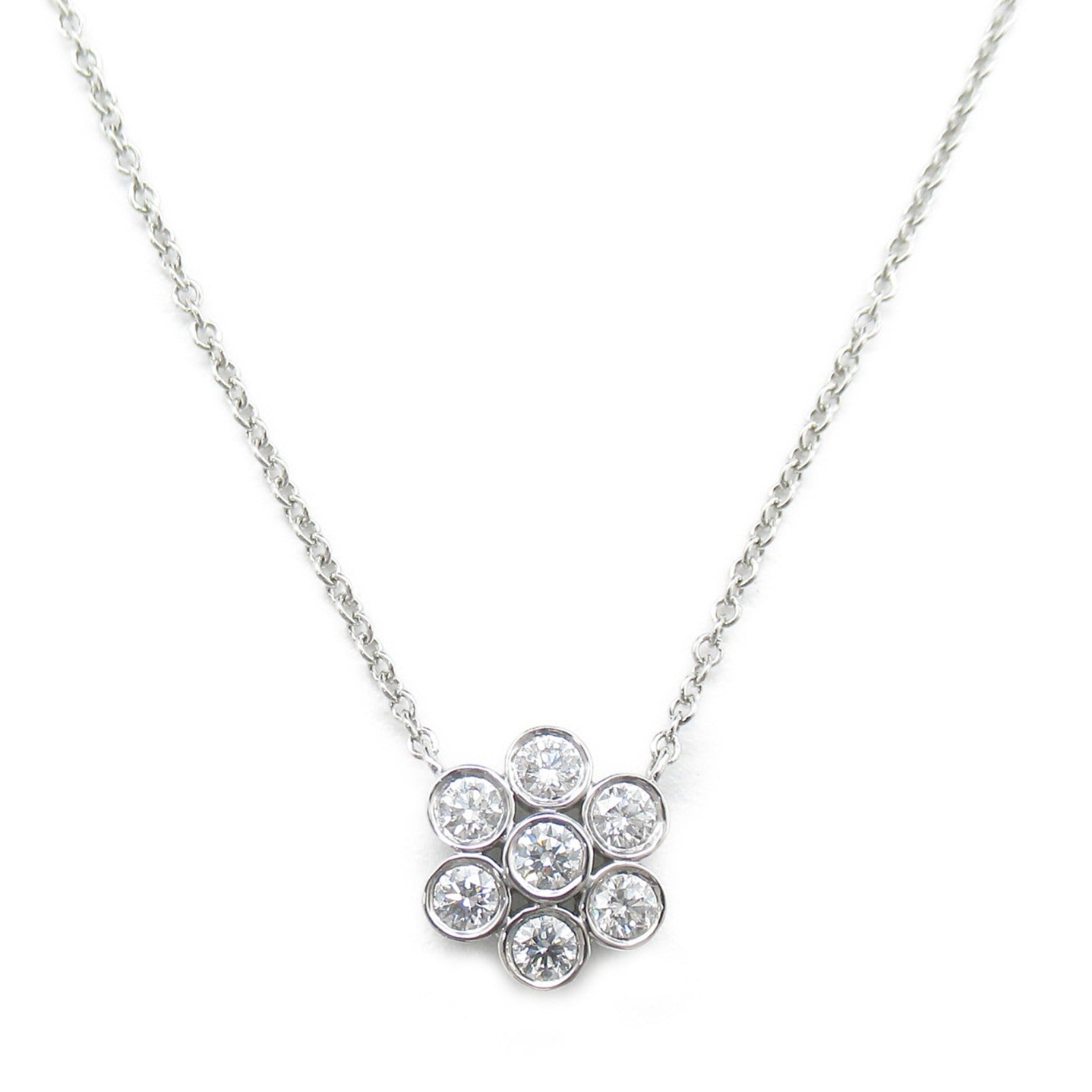 Tiffany&Co Garden Flower Diamond Necklace Collar Jewelry Pt950 Platinum Diamond  Clearance