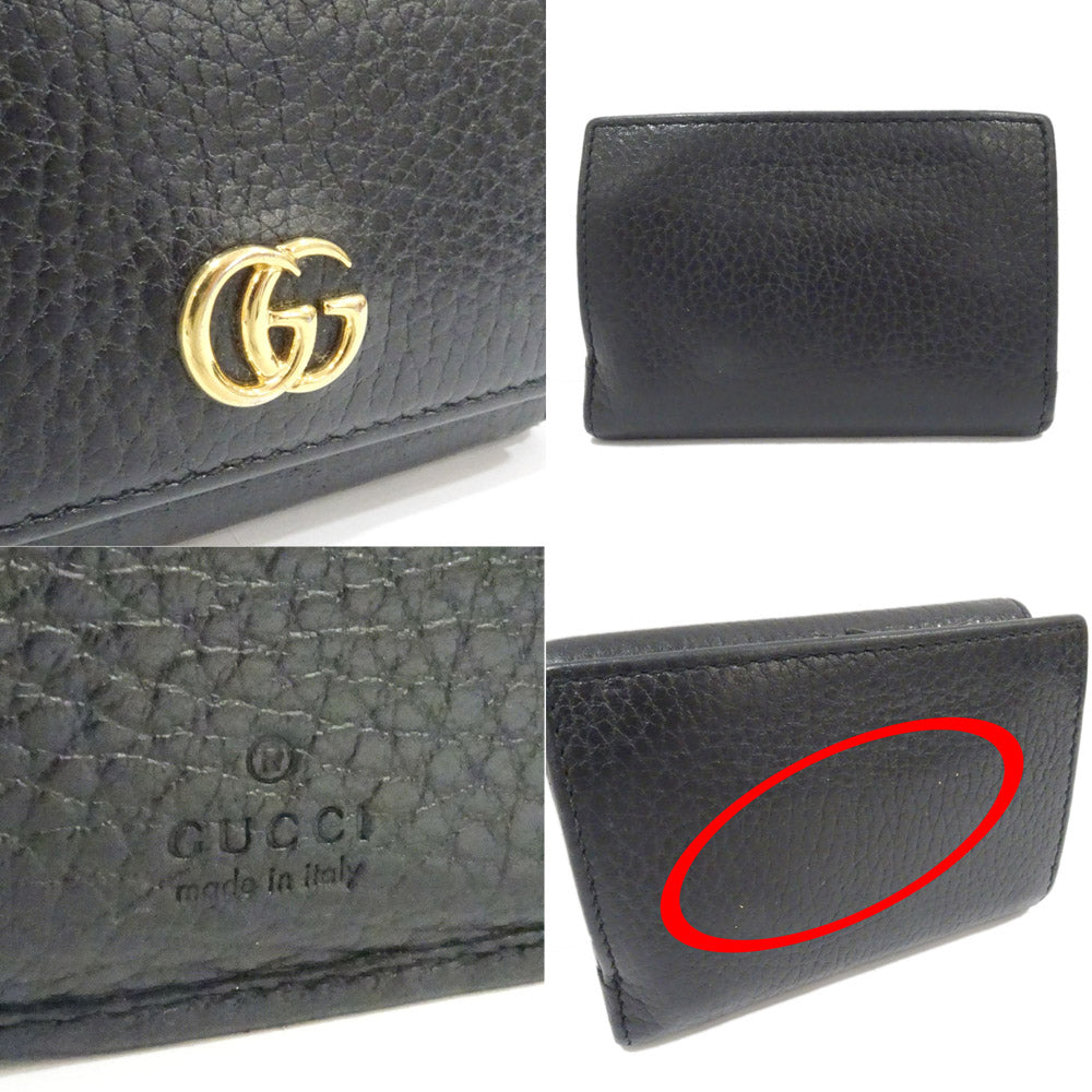 Gucci GG Marmont Medium Wallet 644407 Three Fold Wallet Leather Black Wallet Small