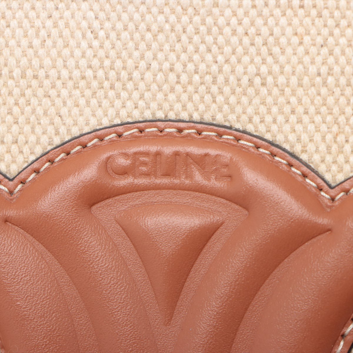 Celine f Small Bucket Canvas Leather Shoulder Bag Brown× Beige