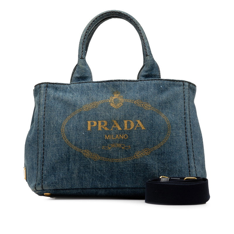 Prada Canapa Mini Handbag Shoulder Bag 2WAY 1BG439 Indigoblue Denim  Prada (Ginzo )
