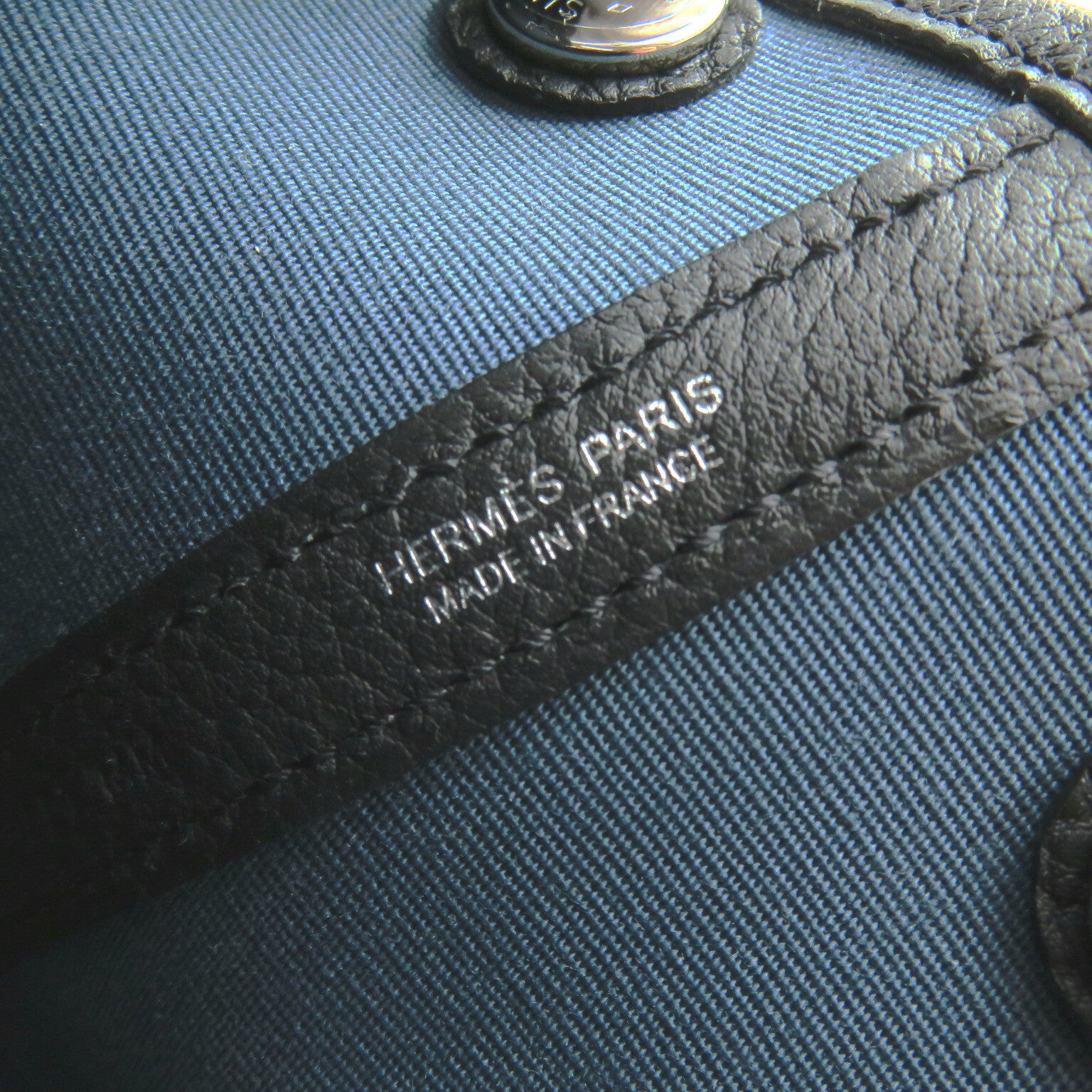 Hermes Garden TPM Tote Bag Bag Linen Leather Tote Ophidia  Blue/Black Liner