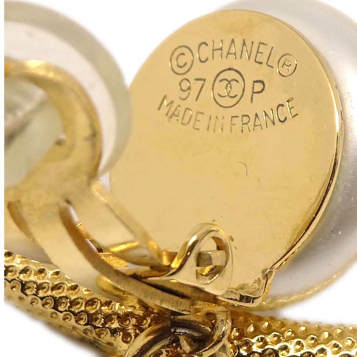 Chanel Créoles Or Perles artificielles Clip-On 97P