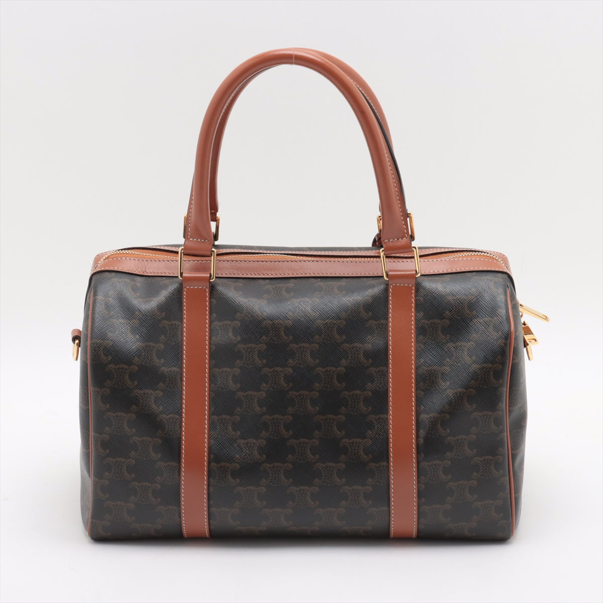 Celine Macadam Mini Boston Handbag 2WAY PVC x Leather Brown