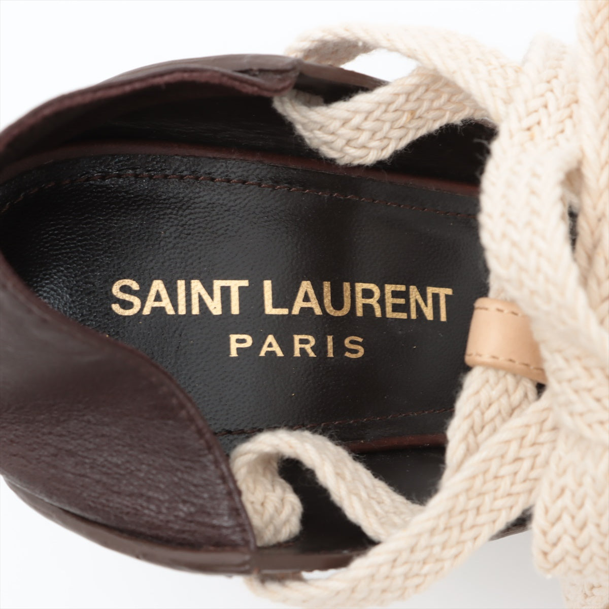 Saint Laurent Leather Sandal 35  Brown 503754