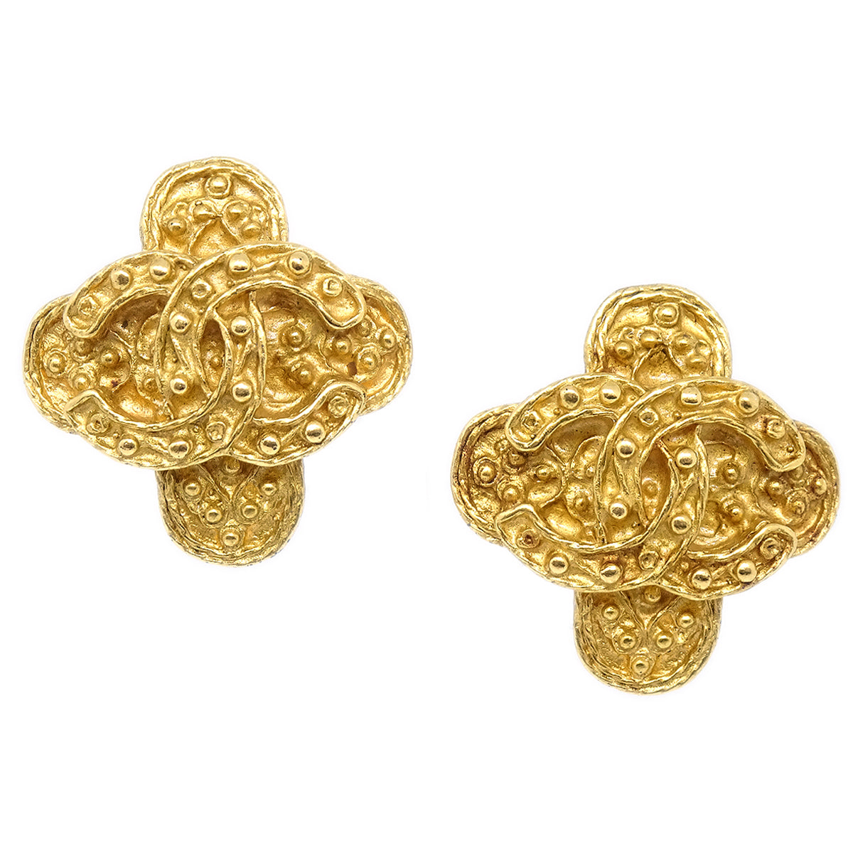 Chanel Cross Earrings Clip-On Gold 94A