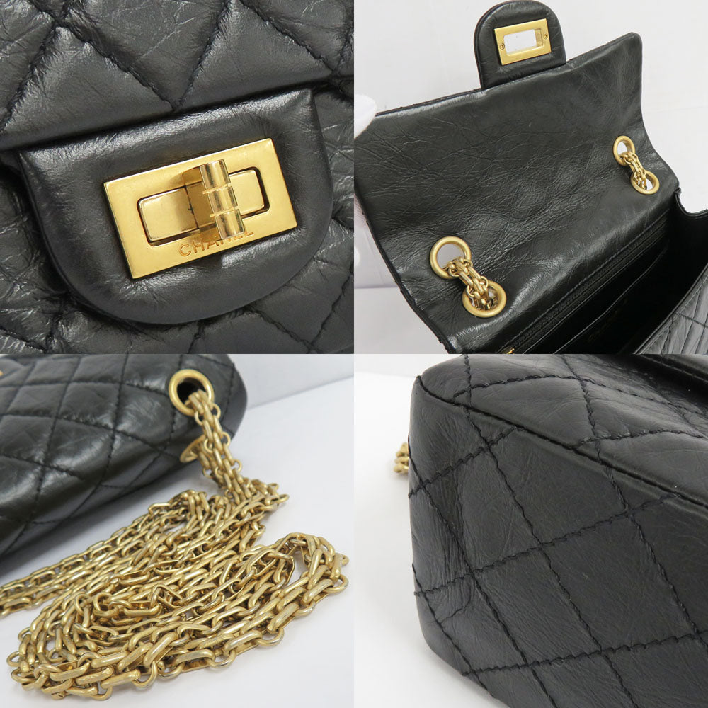 CHANEL 2.55 Flap Bag Chain Sder Bag AS0874 Black G   S Black GD Tools Leather