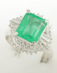 Emerald Diamond Ring Pt900 8.5g 238 D066
