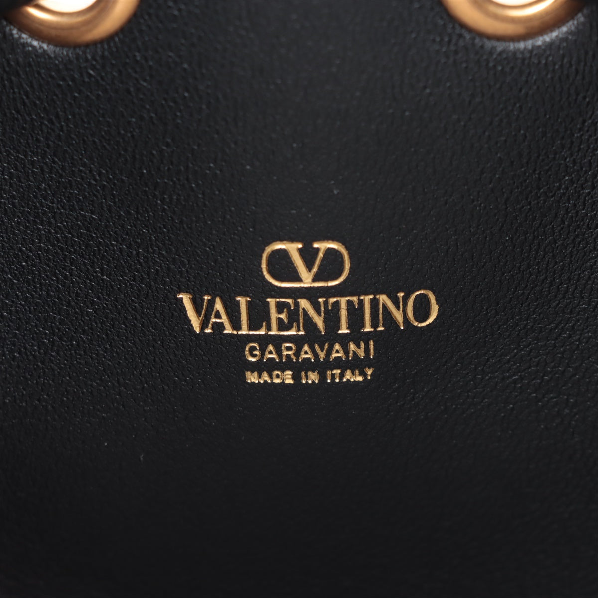 Valentino Mini Bucket Bag Leather 2WAY Handbag Black