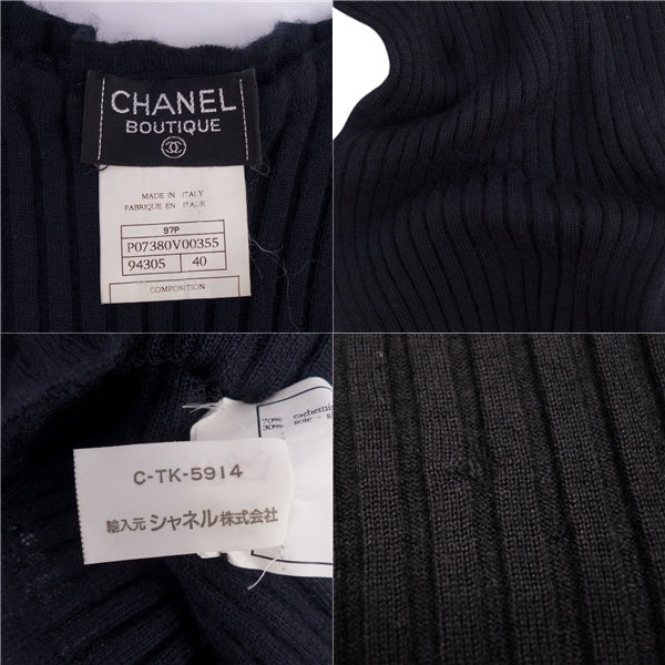 Vint Chanel s 97P sweaters Long Sleeve Cashmere Silk Tops  Made in Italy 40 (M Equivalent) Black  Nitted