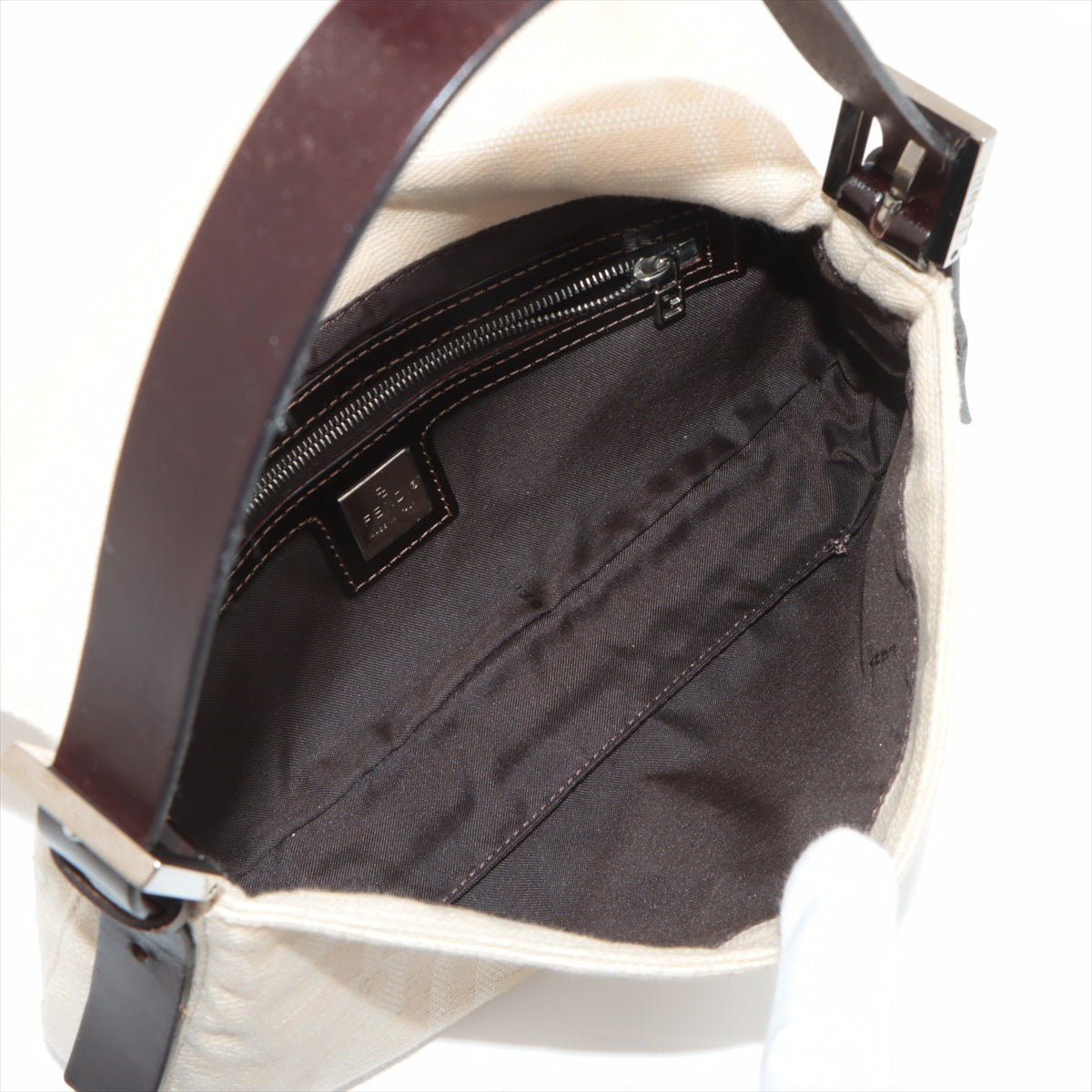 Fendi Zucca Mamma Bucket Canvas  Leather One-Shoulder Bag Beige × Brown Fence