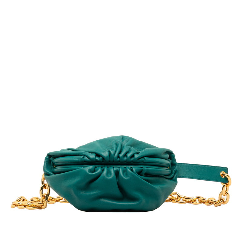 BOTTEGAVENETA The Chain Pochette Chain Shoulder Bag 651445 Marble Blue Green Leather  BOTTEGAVENETA