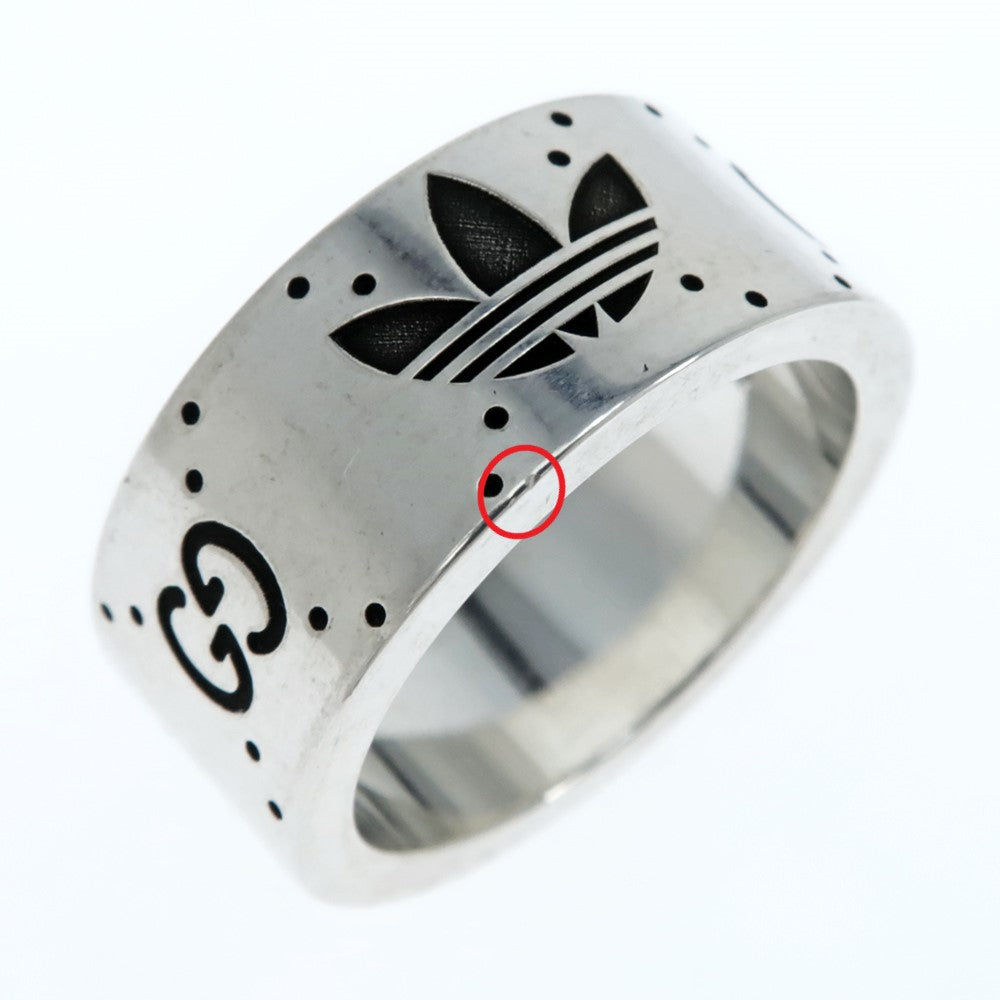 Gucci Adidas Collaborative Ring Engraving Wide Trophy Size 17 AG925 Silver Jewelry Ring   Unisex