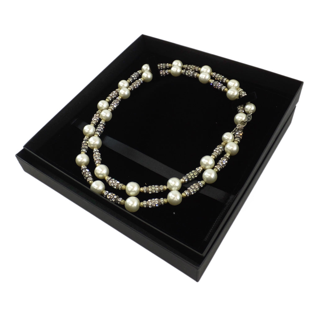 【Chanel】Chanel necklace 93cm  Pearl Rhinestone G Silver Gold   Accessories Small  Fake Quality Wood