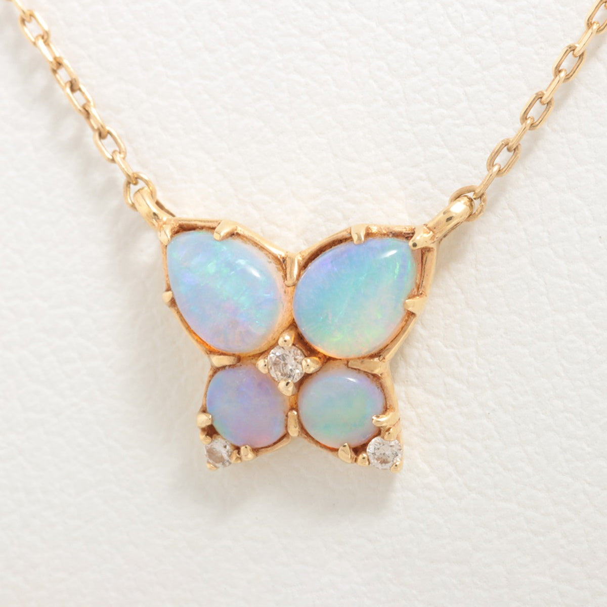 Agat opal diamond necklace K10K14 1.3g 0.02n