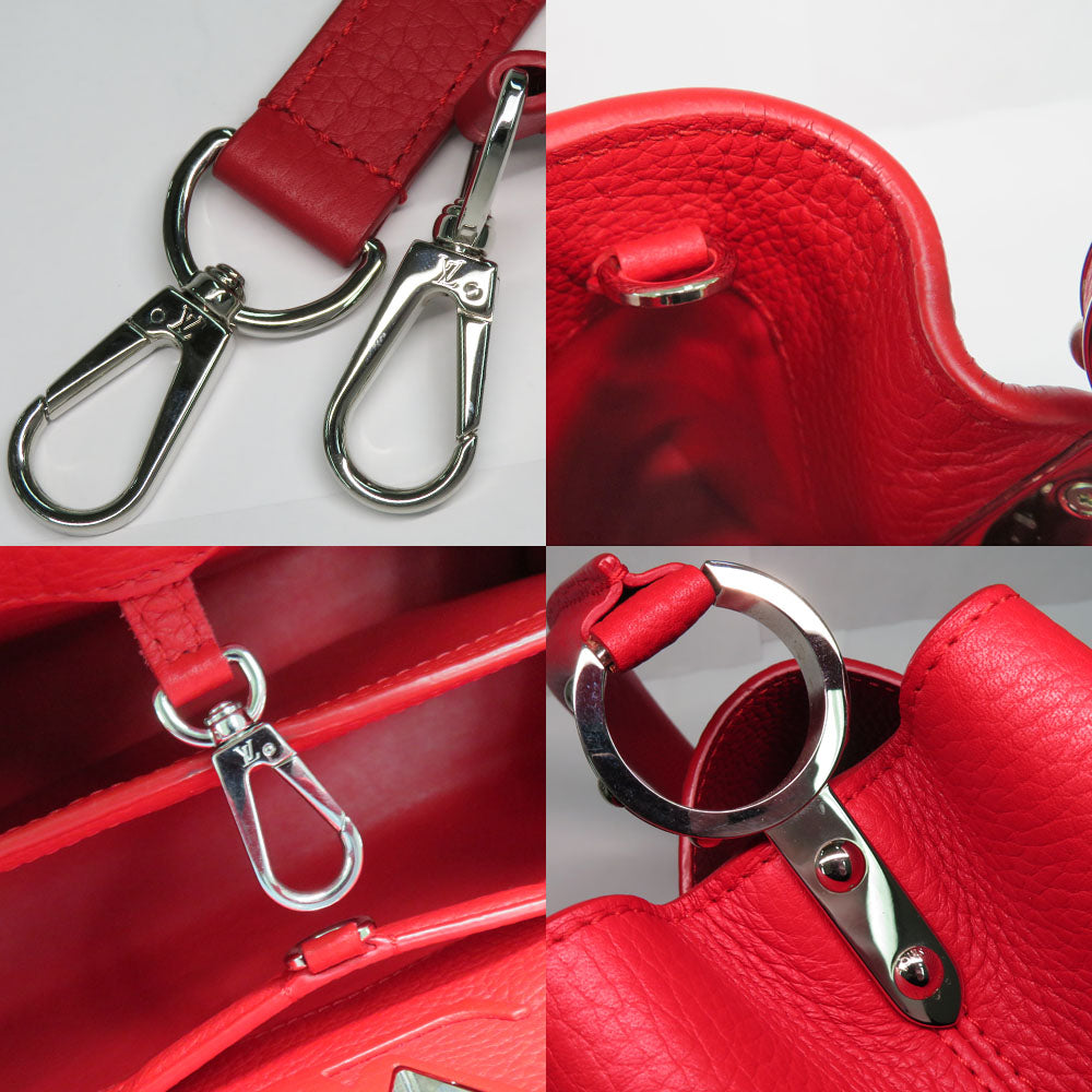 Louis Vuitton Capsine PM M42237 Ru Red Handbag 2WAY High-end  Leather Silver