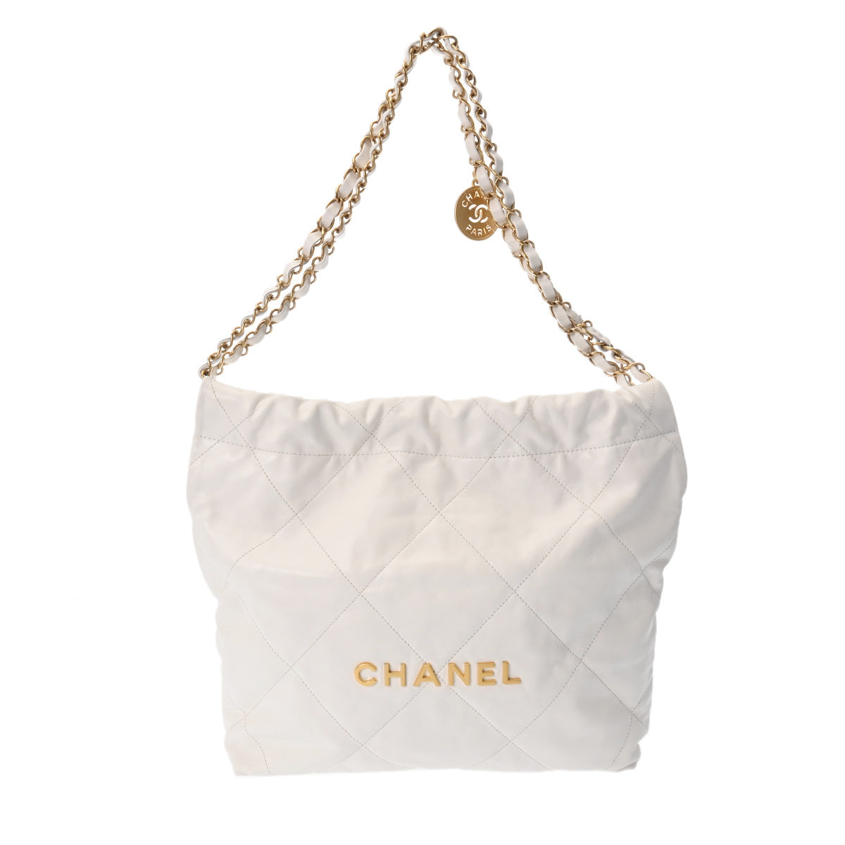 CHANEL CHANEL CHANEL 22 Small Handbag White Gold  AS3260  Shineykerf Handbags A-Rank Middle-Range Silver Silver Silver Silver Silver Gold