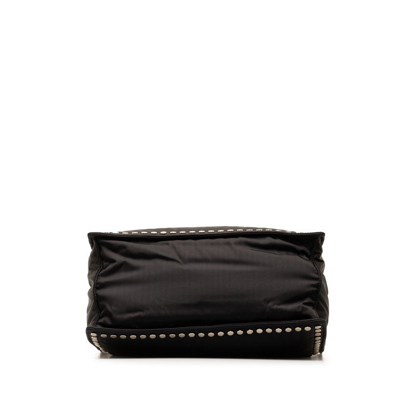 Prada Loveel Stands Handbag Tote Bag 1BG122 Black Nylon Leather  Prada