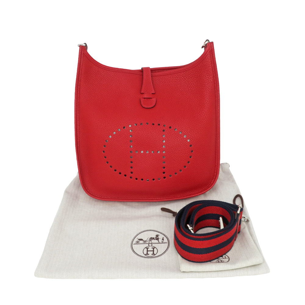 HERMES Hermes Ebrin 3 PM Ruizzak Shoulder Bag  Clemence T  Red Red 2015 Manufacturing Silver G   Vintage Wood