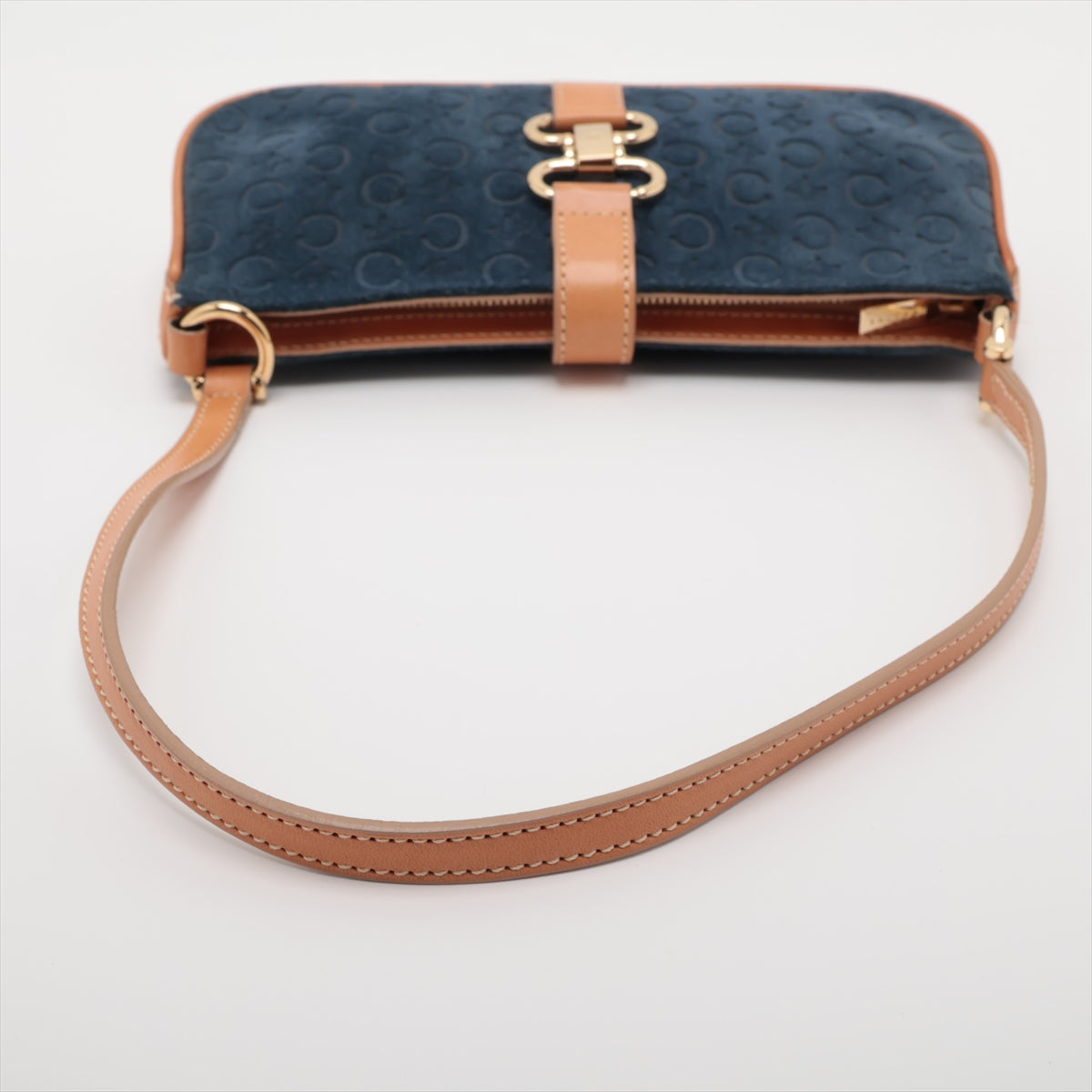 Celine C Macadam sweater leather handbag blue  brown