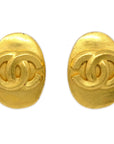Chanel Oval Earrings Gold Clip-On 96P