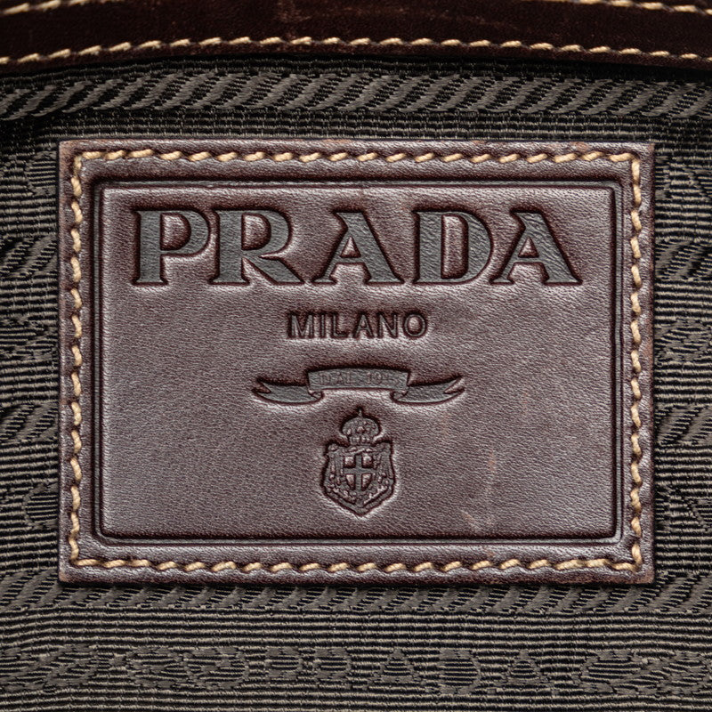 Prada Logo  Shoulder Bag Brown Leather   Prada Ginzo
