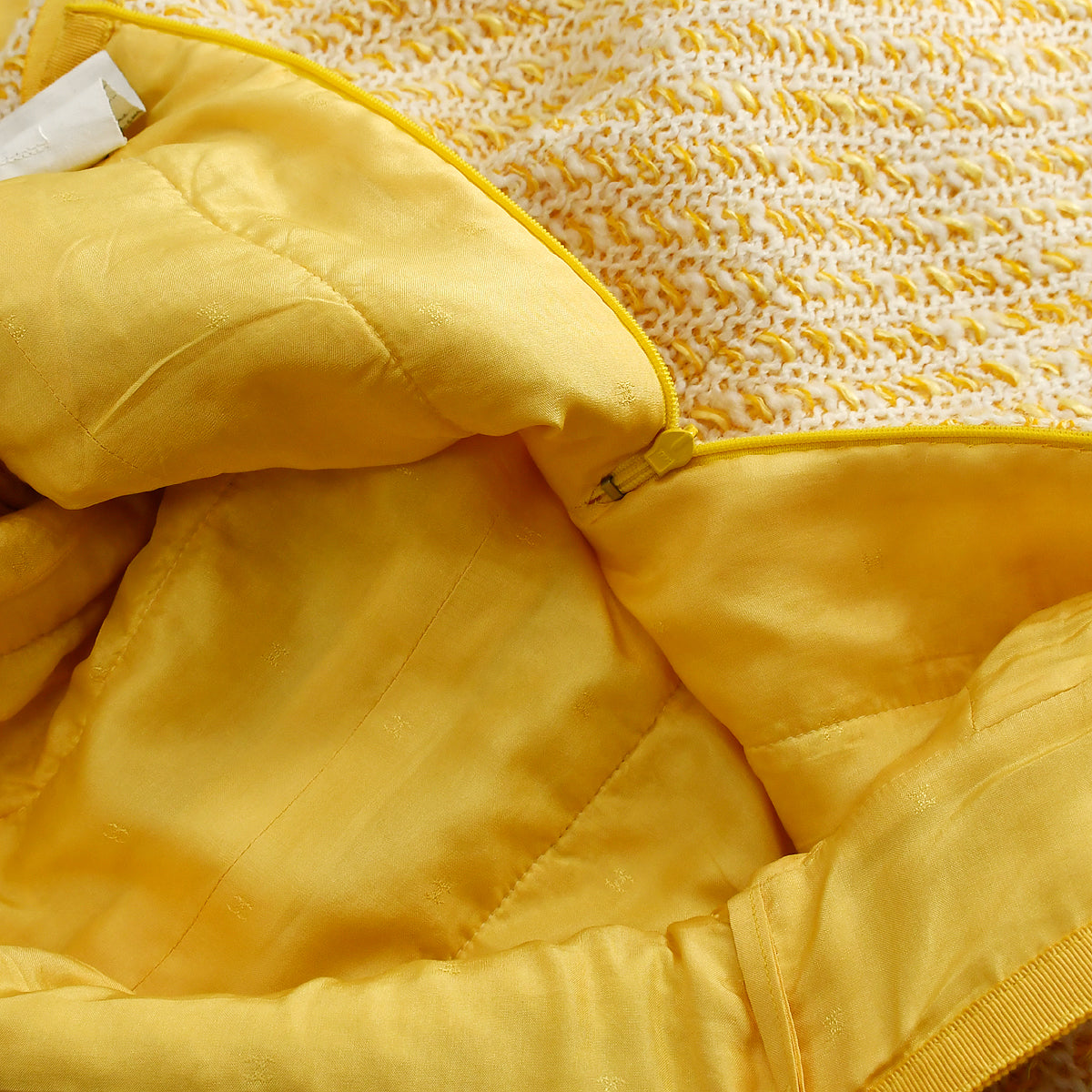 Chanel Setup Suit Collarless Jacket Skirt Yellow 25 