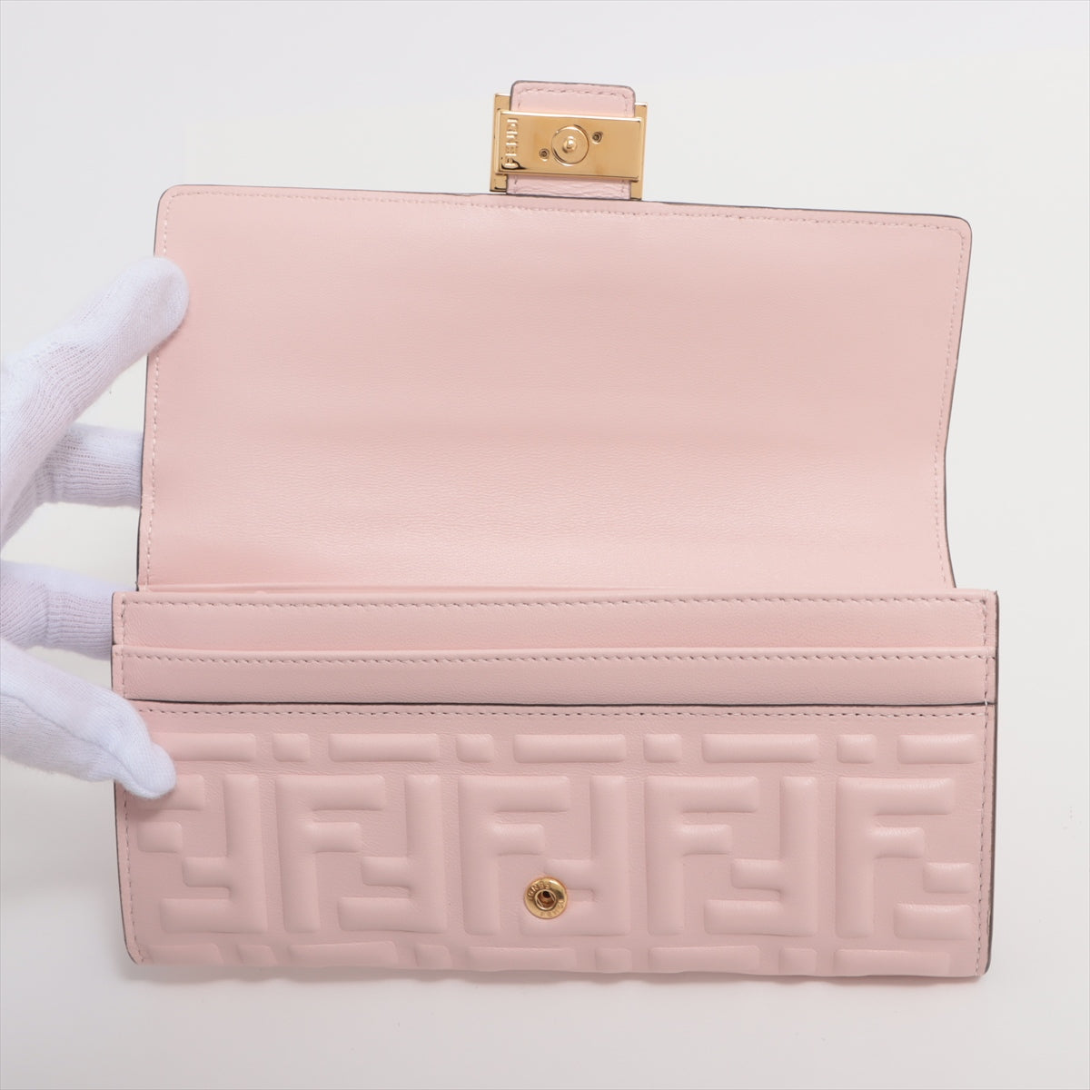Fendi Zucca 8M0251 Leather Long Wallet Pink