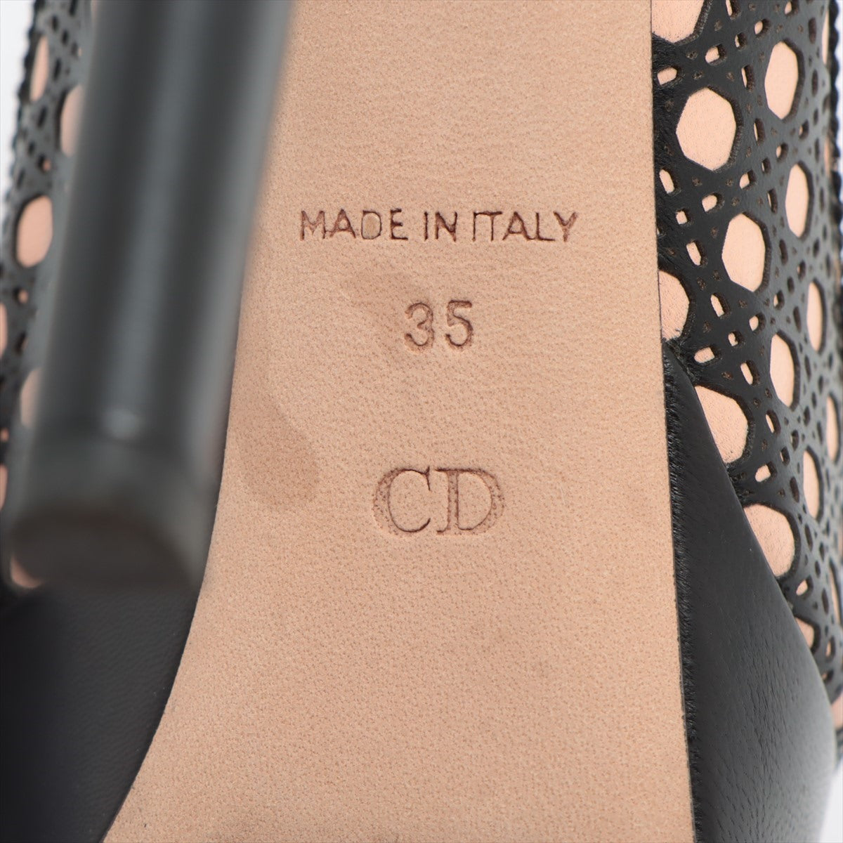 Christian Dior Leather Open Pump 35  Black x Beige Lift