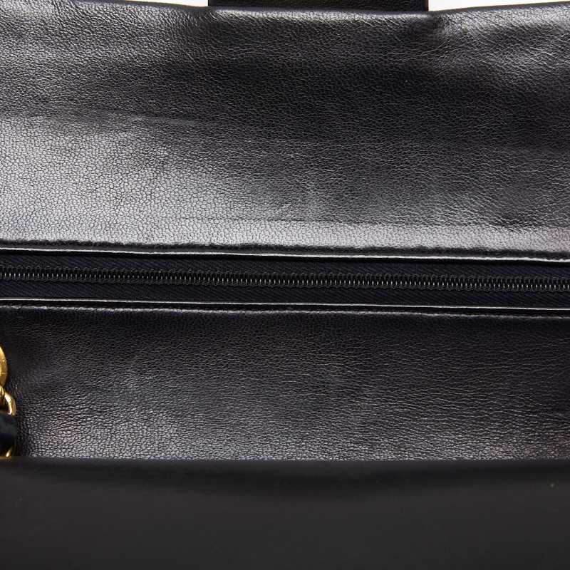 Chanel Matrasse Double Flap Chain Shoulder Bag Lambskin Black