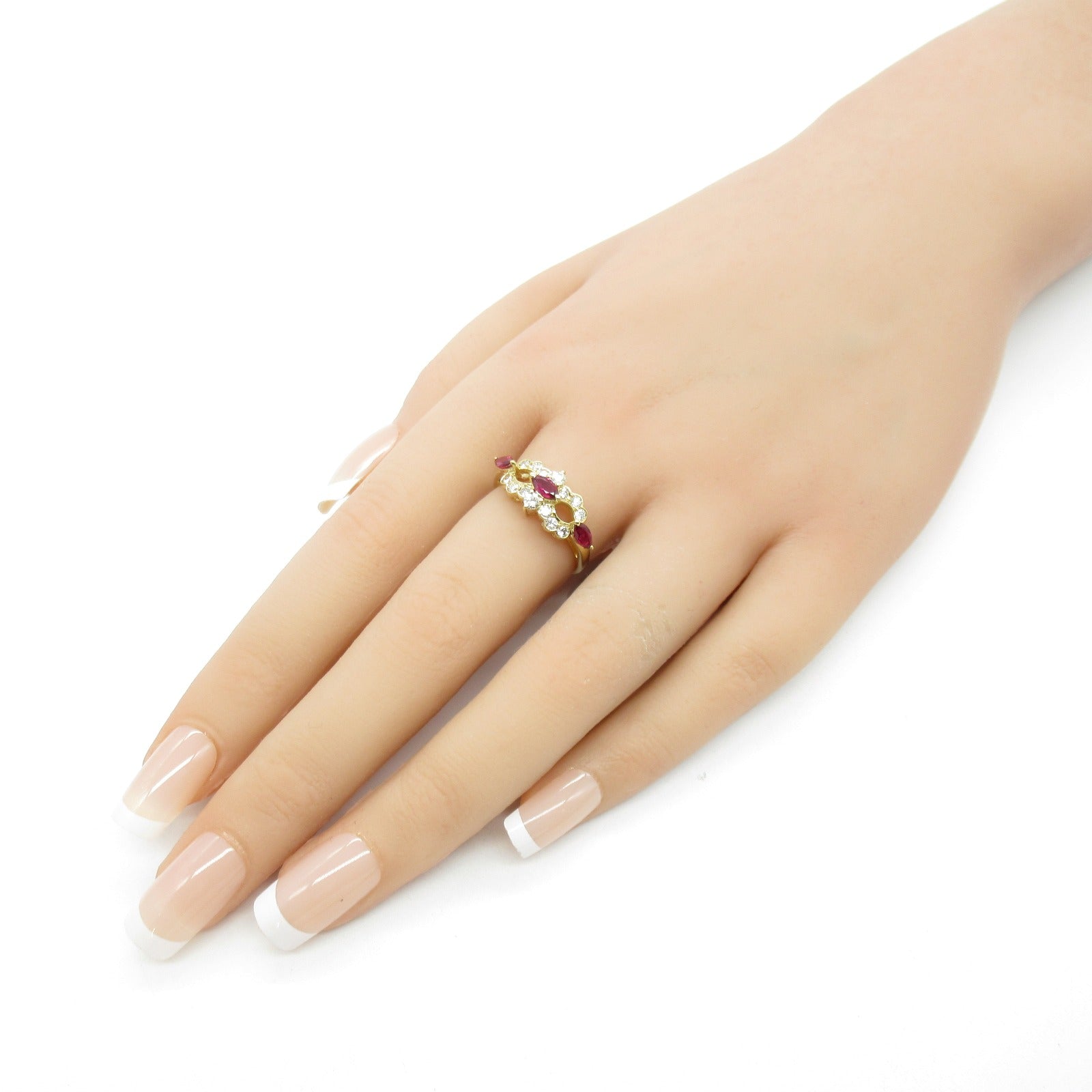 Jewelry Jewelry Ru Diamond Ring Ring Ring Jewelry K18 (yellow g) Diamond Ruby  Red / Clear Ruby 3.7g