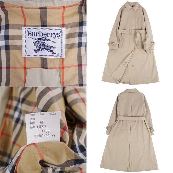 Vintage Burberry s Coat One Handle  Coat Balmacaan Coat r Coat Back Check Belt    9AB2 (M Equivalent) Beige
