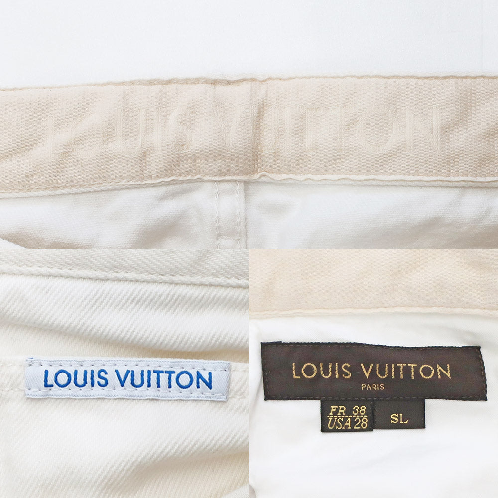 Louis Vuitton Gaston Denim Pants Cotton 100% 38 H3DP05BRZ White French Apparel Clothes Women&#39;s Clothes