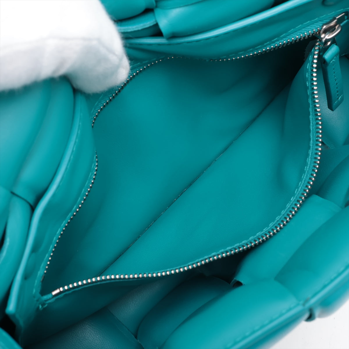 Bottega Veneta Maxine Inchart Padette Leather Shoulder Bag Blue