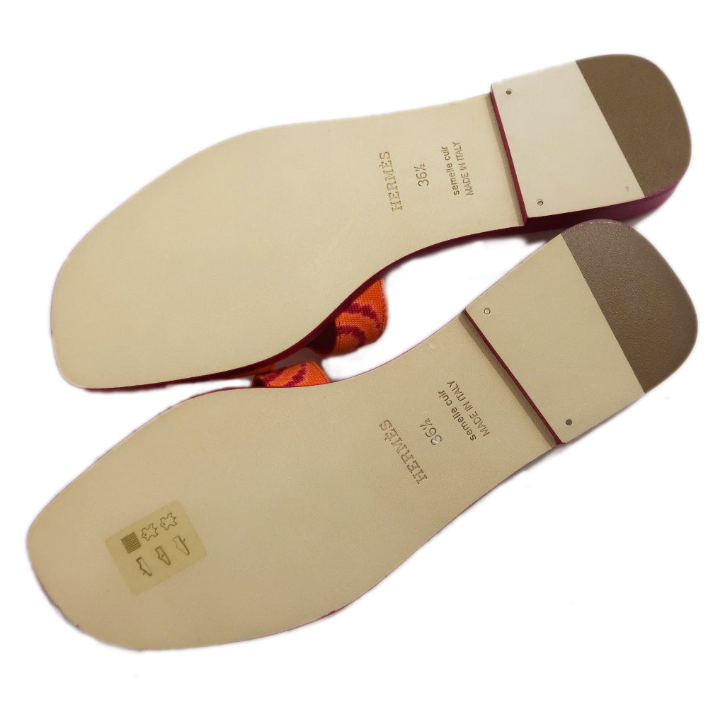Hermes Orange BRIDES de GALA Sandalss Size 36 1/2 Rose Shapes Women's Shoes