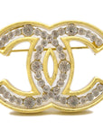 Chanel CC Brooch Pin Rhinestone Gold 02A