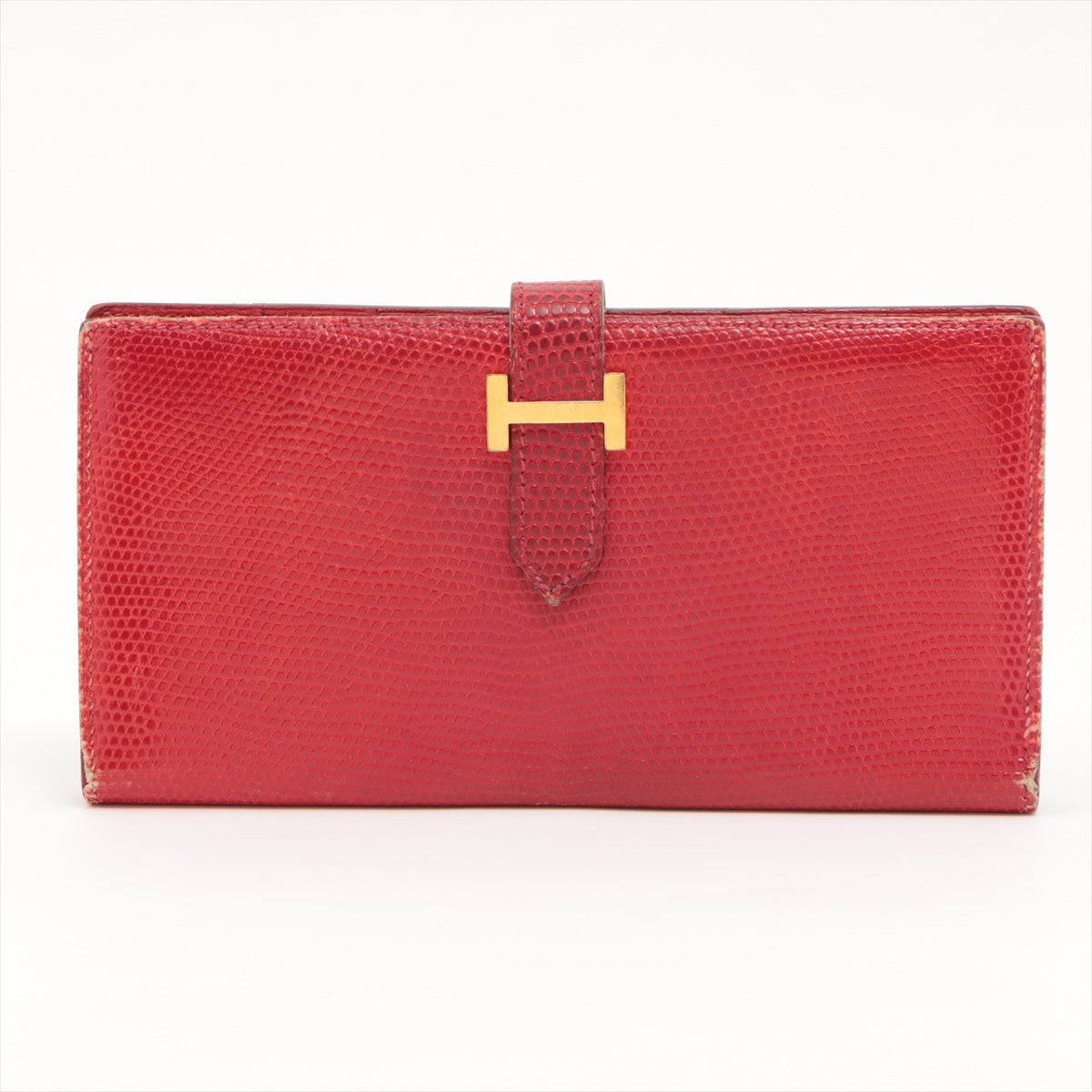 Hermes  Rizard Wallet Red Gold  A1997
