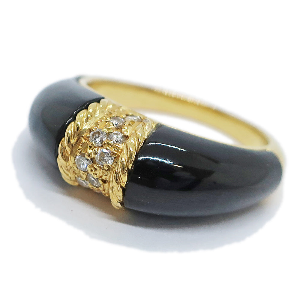 K18 onyx diamond 0.13ct ring 