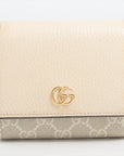 Gucci GG Marmont 598587 PVC  Leather Compact Wallet Ivory × Beige Ivory