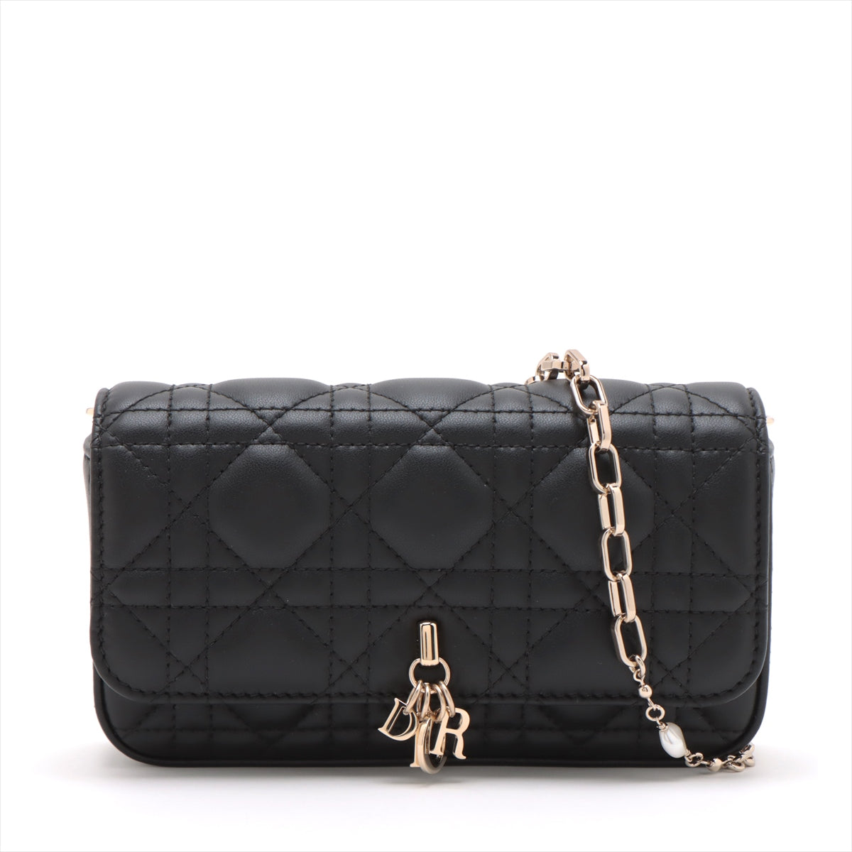 Christian Dior  Dior Lady Leather Chain Shoulder Bag Black