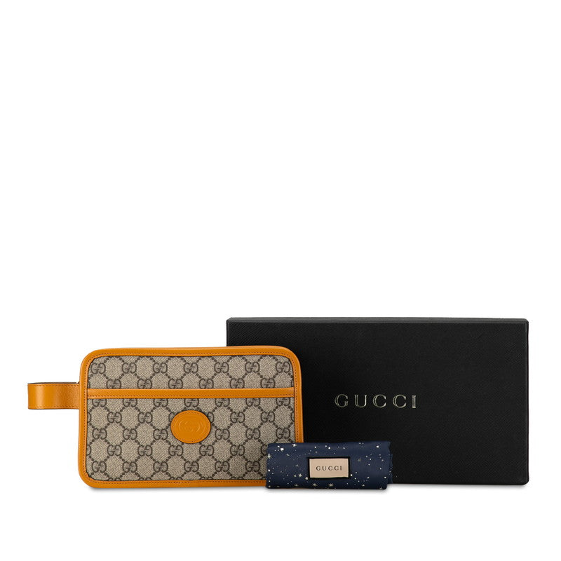 Gucci GG Supreme Interlocking G Clutch Backpack 625764 Beige Yellow PVC Leather  Gucci
