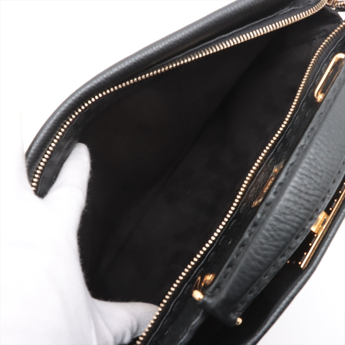 Fendi Seleria Pica Boufit Leather 2WAY Business Bag Black 7VA406